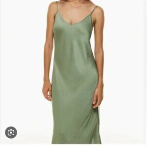 Aritzia Only Slip Dress - Satin Bitter Sage [MATERNITY]